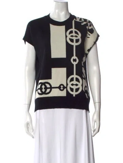 Pre-owned Hermes Cashmere Printed Sweater In Black