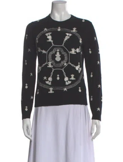 Pre-owned Hermes Cashmere Printed Sweater In Black