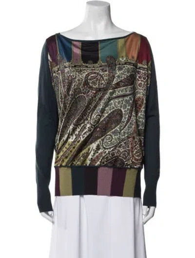 Pre-owned Hermes Cashmere Printed Sweater In Blue