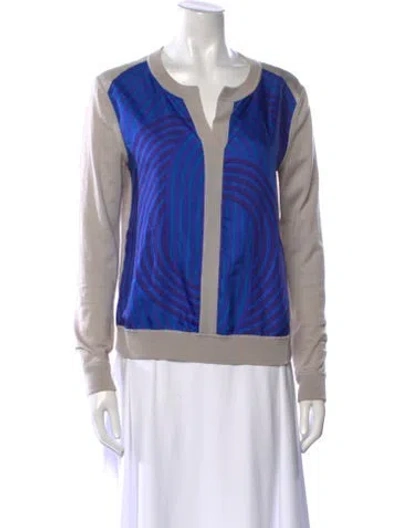 Pre-owned Hermes Cashmere Printed Sweater In Gray