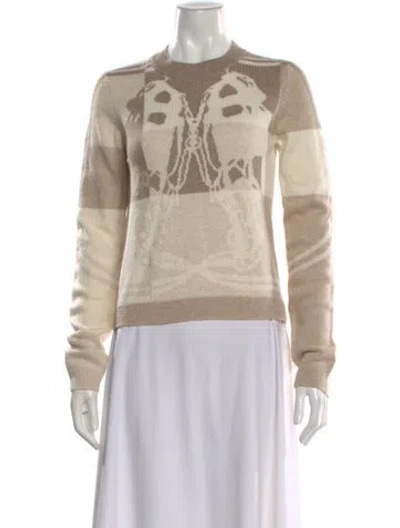 Pre-owned Hermes Cashmere Printed Sweater In Neutral