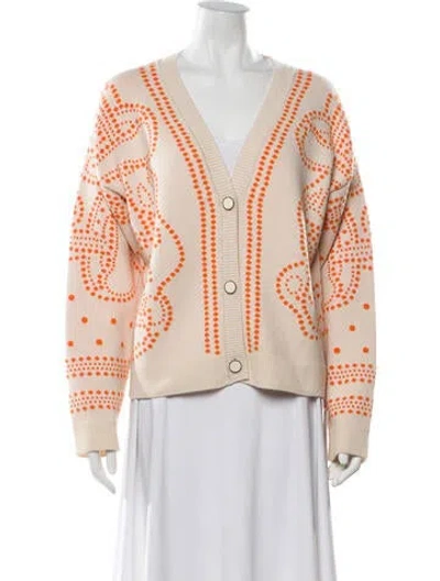Pre-owned Hermes Cashmere Printed Sweater In Orange
