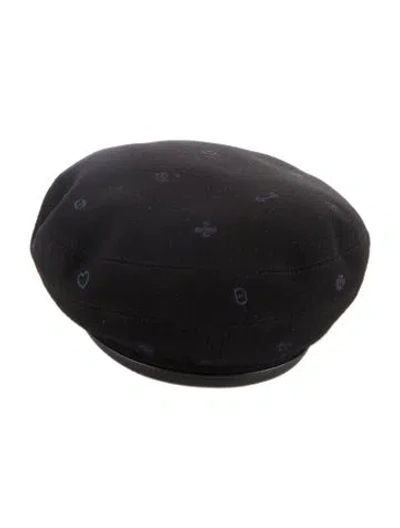 Pre-owned Hermes Cashmere Saint-honore Charms Beret In Black