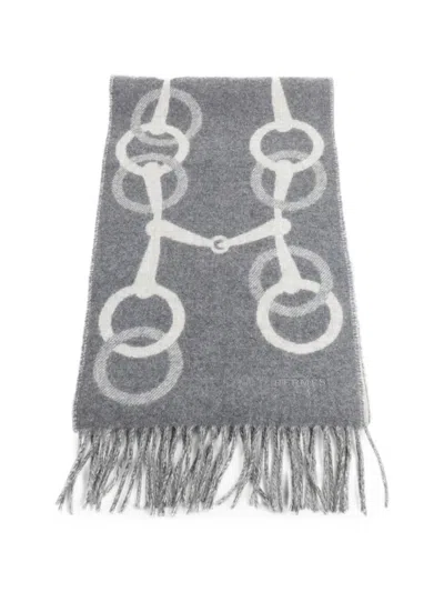 Pre-owned Hermes Cashmere Scarf In Gray