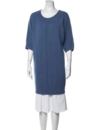 Pre-owned Hermes Cashmere Scoop Neck Sweater In Blue
