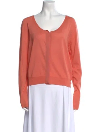 Pre-owned Hermes Cashmere Scoop Neck Sweater In Orange