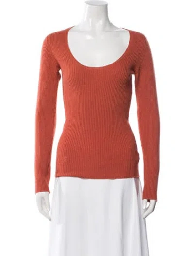 Pre-owned Hermes Cashmere Scoop Neck Sweater In Orange