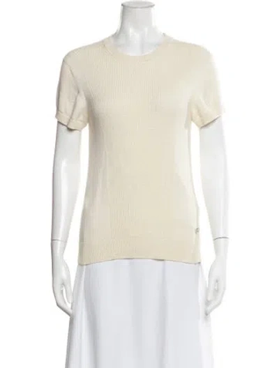 Pre-owned Hermes Cashmere Scoop Neck Sweater In White
