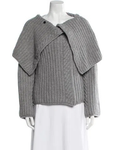 Pre-owned Hermes Cashmere Striped Jacket In Gray