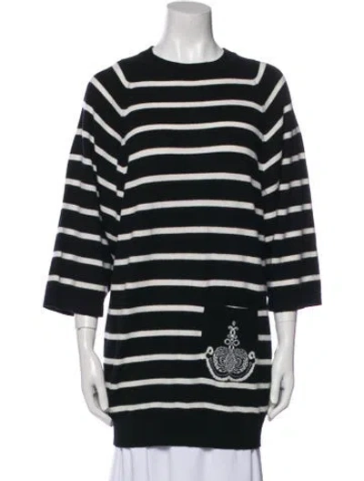 Pre-owned Hermes Cashmere Striped Sweater In Black