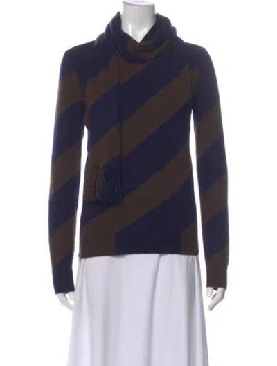 Pre-owned Hermes Cashmere Striped Sweater In Blue