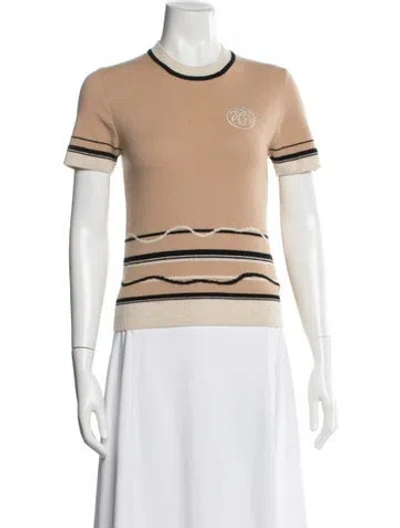 Pre-owned Hermes Cashmere Striped Sweater In Neutral