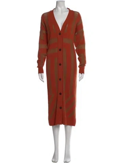 Pre-owned Hermes Cashmere Striped Sweater In Orange