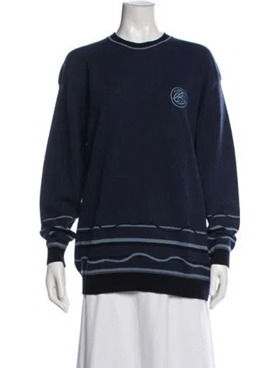 Pre-owned Hermes Cashmere Striped Sweater W/ Tags In Blue