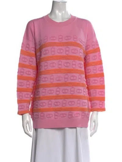 Pre-owned Hermes Cashmere Striped Sweatshirt In Pink