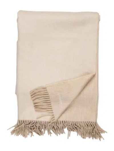 Pre-owned Hermes Cashmere Throw Blanket In Neutrals