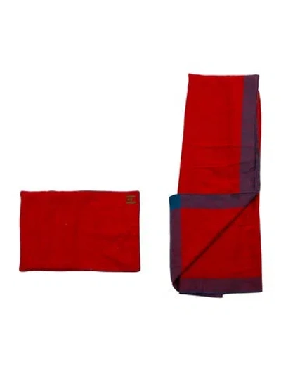 Pre-owned Hermes Cashmere Traveler Blanket & Case Set In Multi