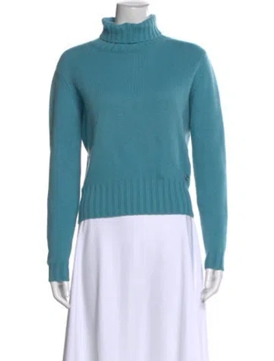 Pre-owned Hermes Cashmere Turtleneck Sweater In Blue