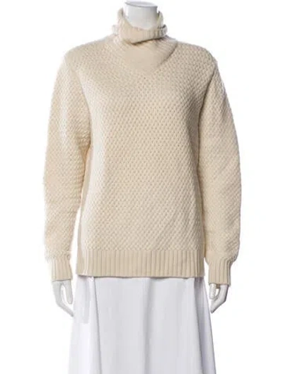 Pre-owned Hermes Cashmere Turtleneck Sweater In Neutrals