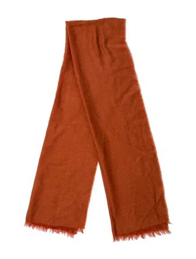 Pre-owned Hermes Cashmere Vintage Scarf In Orange