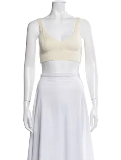 Pre-owned Hermes Cashmere V-neck Crop Top In Blue
