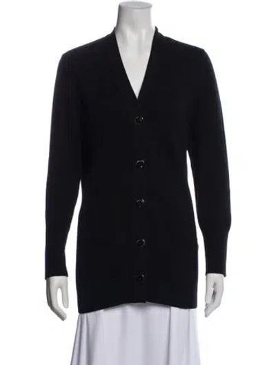 Pre-owned Hermes Cashmere V-neck Sweater In Black