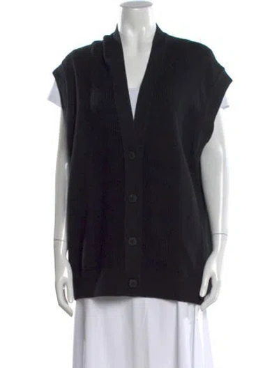 Pre-owned Hermes Cashmere V-neck Sweater In Black
