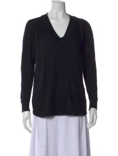 Pre-owned Hermes Cashmere V-neck Sweater In Black