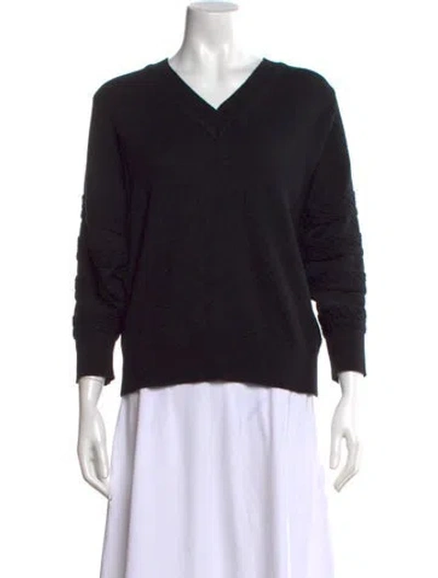 Pre-owned Hermes Cashmere V-neck Sweater In Black