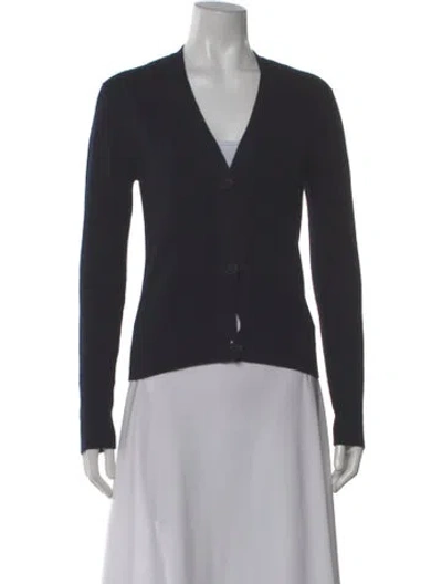 Pre-owned Hermes Cashmere V-neck Sweater In Blue