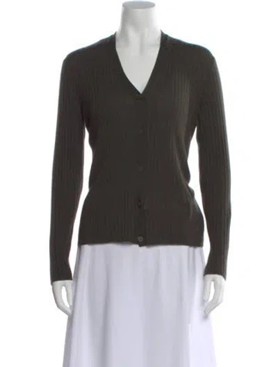 Pre-owned Hermes Cashmere V-neck Sweater In Gray
