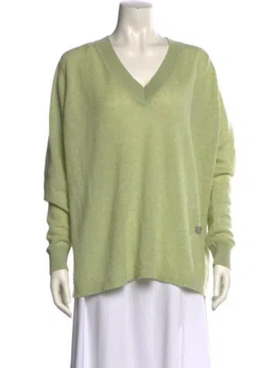 Pre-owned Hermes Cashmere V-neck Sweater In Green