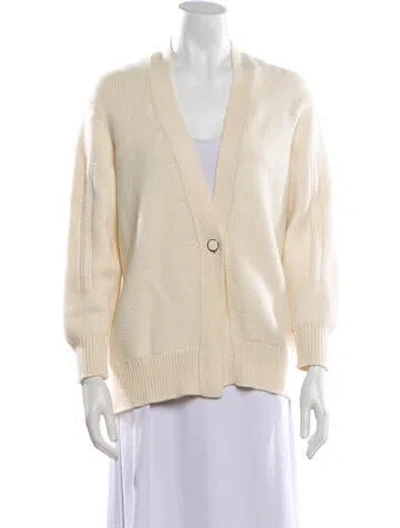 Pre-owned Hermes Cashmere V-neck Sweater In Neutral