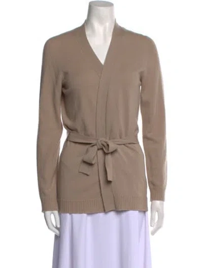 Pre-owned Hermes Cashmere V-neck Sweater In Neutral