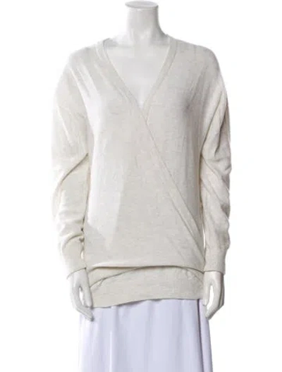 Pre-owned Hermes Cashmere V-neck Sweater In Neutral
