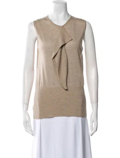 Pre-owned Hermes Cashmere V-neck Sweater In Neutral