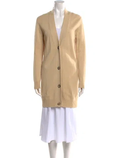 Pre-owned Hermes Cashmere V-neck Sweater In Neutral