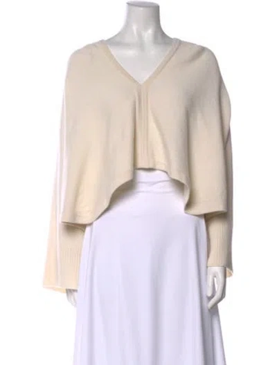 Pre-owned Hermes Cashmere V-neck Sweater In Neutral