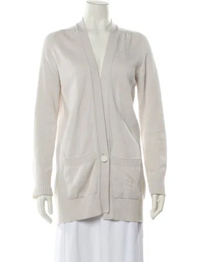 Pre-owned Hermes Cashmere V-neck Sweater In Neutral