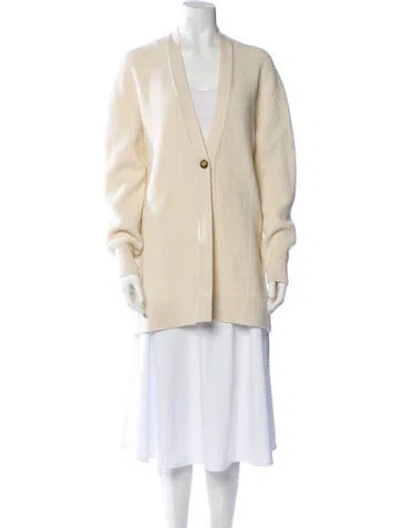 Pre-owned Hermes Cashmere V-neck Sweater In Neutral