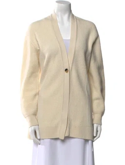 Pre-owned Hermes Cashmere V-neck Sweater In Neutral