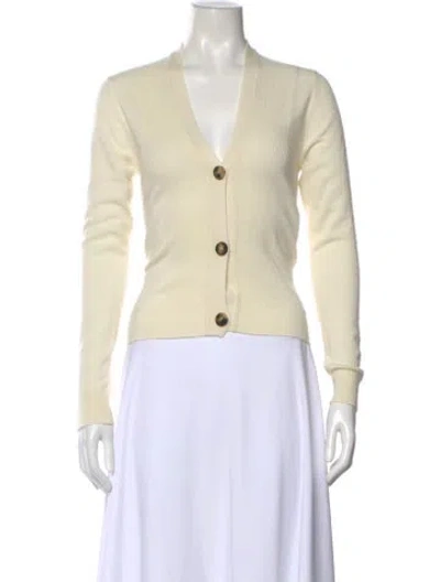 Pre-owned Hermes Cashmere V-neck Sweater In Neutral