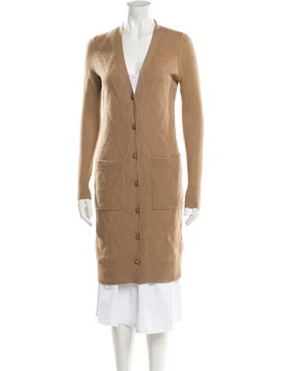 Pre-owned Hermes Cashmere V-neck Sweater In Neutral