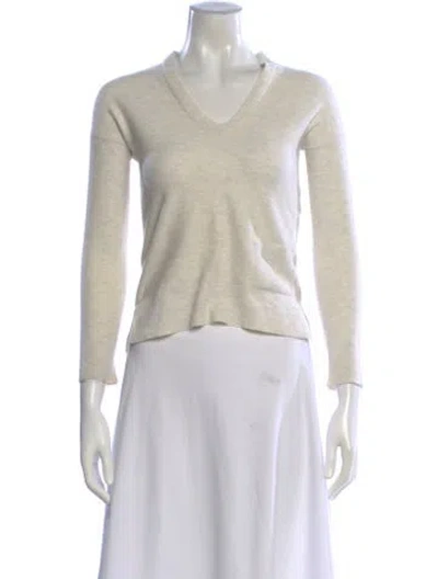 Pre-owned Hermes Cashmere V-neck Sweater In Neutral