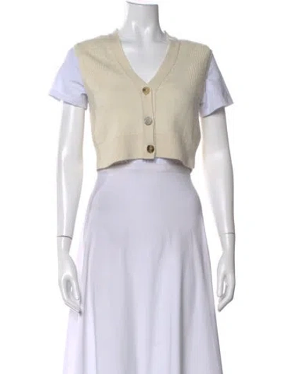 Pre-owned Hermes Cashmere V-neck Sweater In Neutral