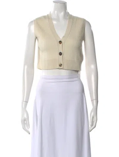 Pre-owned Hermes Cashmere V-neck Sweater In Neutral