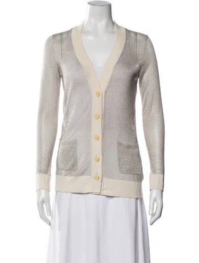 Pre-owned Hermes Cashmere V-neck Sweater In Neutral