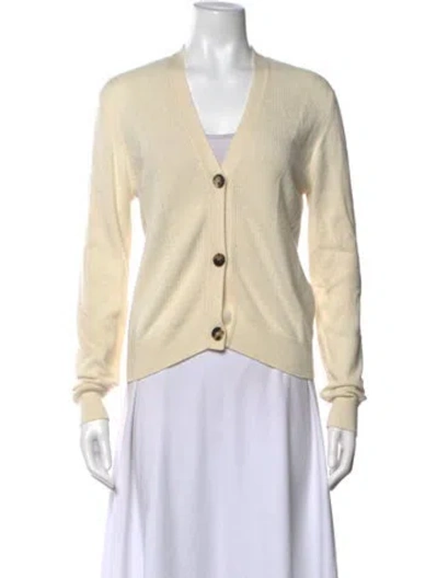 Pre-owned Hermes Cashmere V-neck Sweater In Neutral