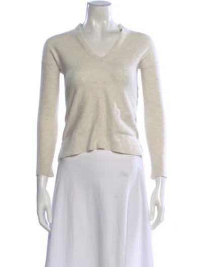 Pre-owned Hermes Cashmere V-neck Sweater In Neutrals