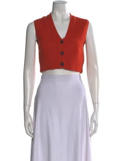 Pre-owned Hermes Cashmere V-neck Sweater In Orange